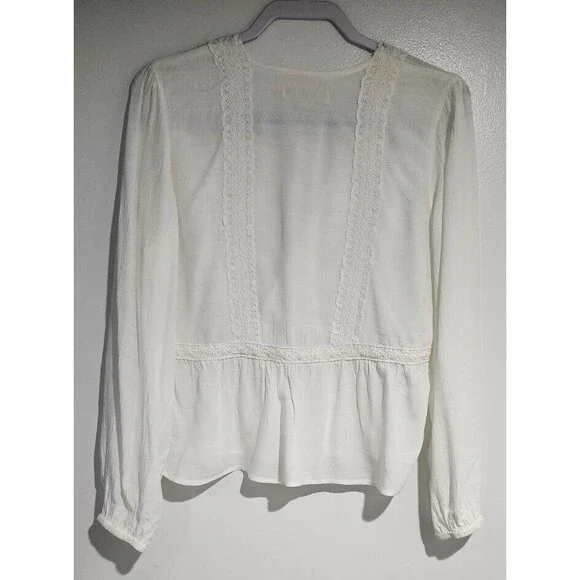 Idyllwind Miranda Lambert Cherry Street Top Womens Size M White V-Neck Lace - Picture 3 of 8